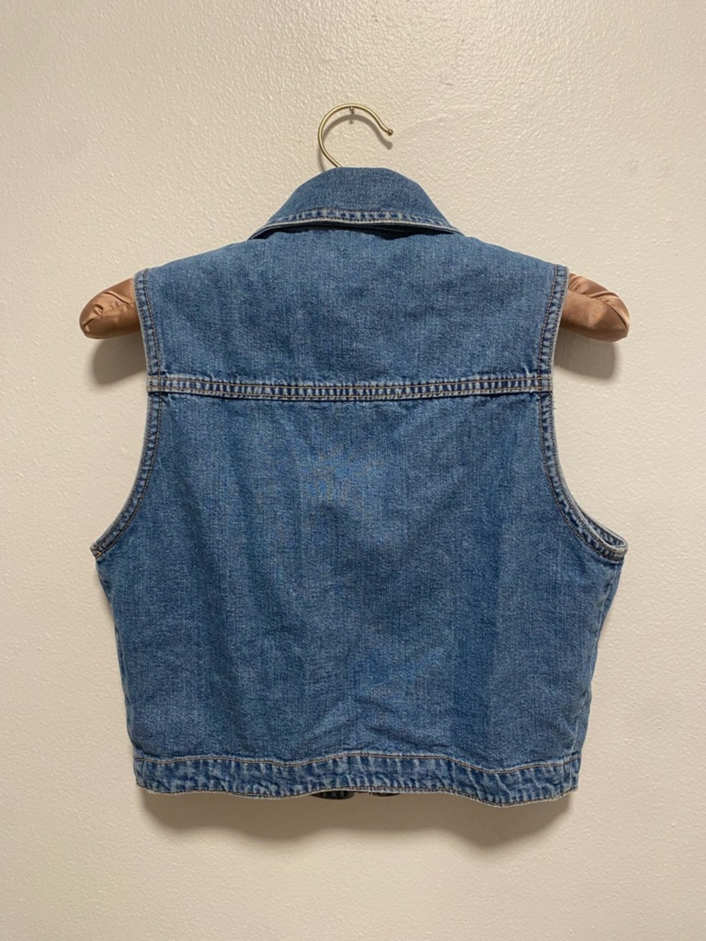 1990s Vintage Guess Blue Denim Cropped Zipper Vest - Picture 6 of 7